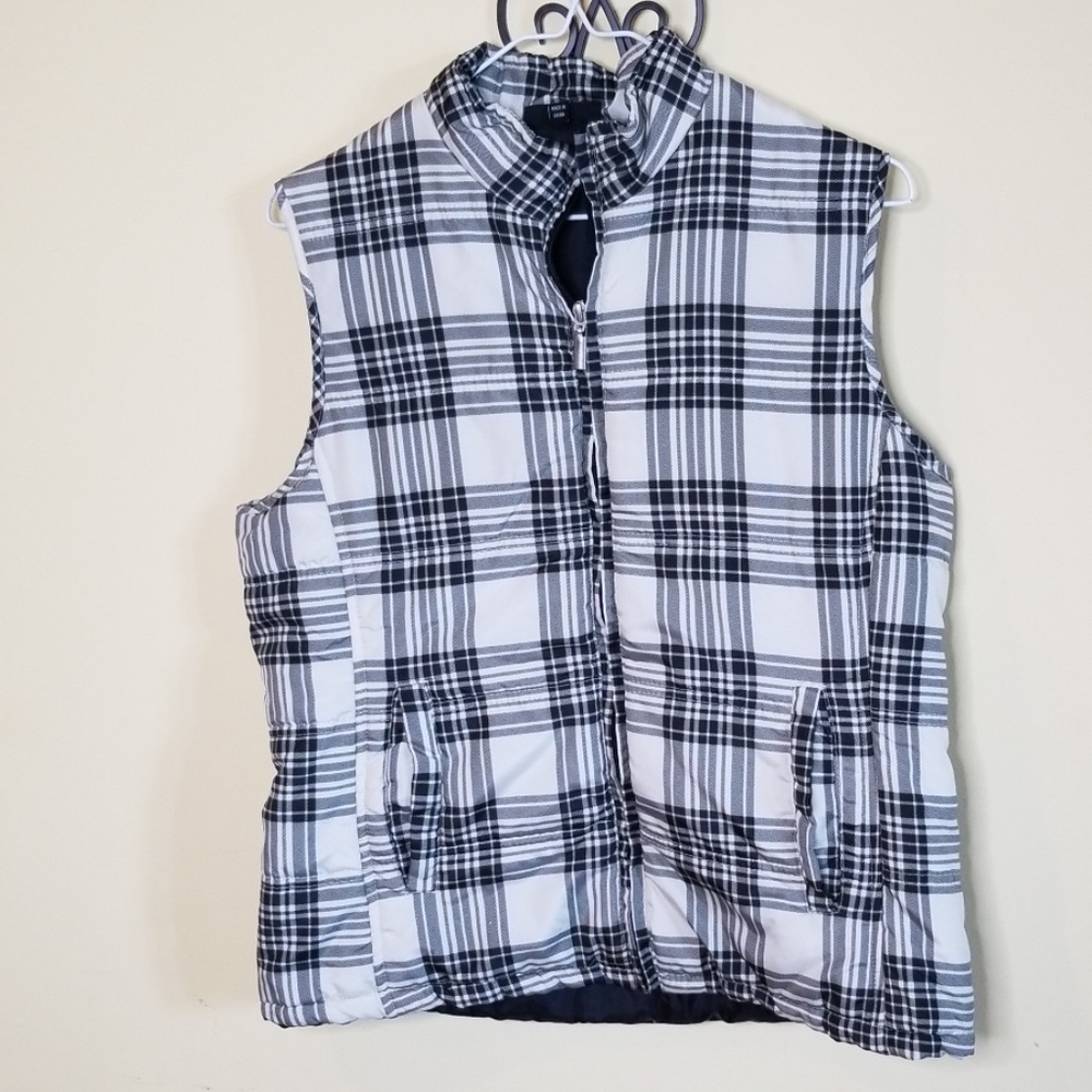 Jane Ashley plaid vest sz m light weight